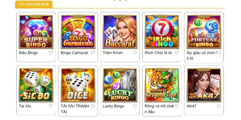 Loạt game đẳng cấp tại sảnh Jili