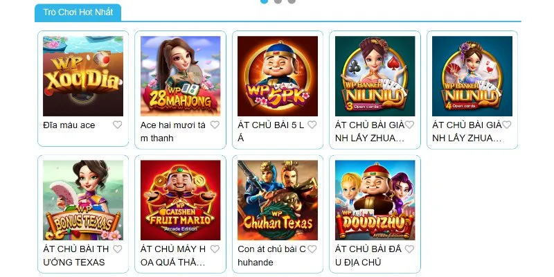 Các game bài nổi bật tại sảnh MG